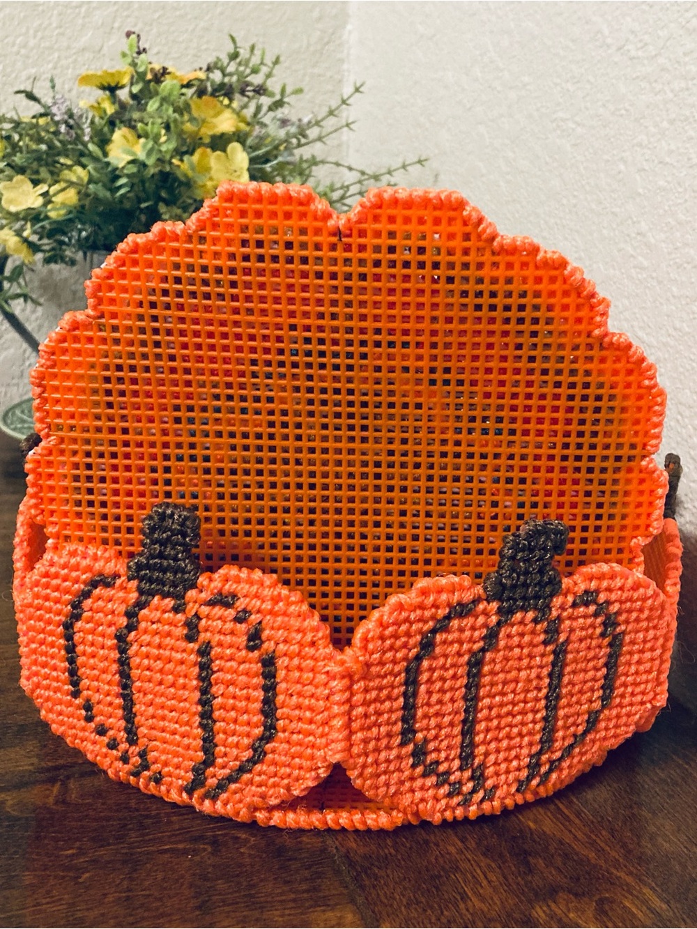 Fall Thanksgiving Turkey Plastic Canvas Candy Bowl Centerpiece - Picture 14 of 14